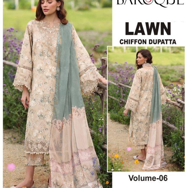 Vol-06 Elaf Premium Printed Lawn 3 Piece Dresses - Women Wear Design No. 15