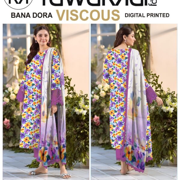 Vol-424 Tawakkal Digital Printed Bana Dora Viscose 3PC Dresses - Women Wear Design No. 7