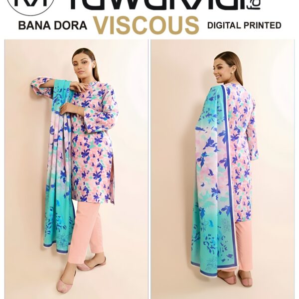 Vol-424 Tawakkal Digital Printed Bana Dora Viscose 3PC Dresses - Women Wear Design No. 9