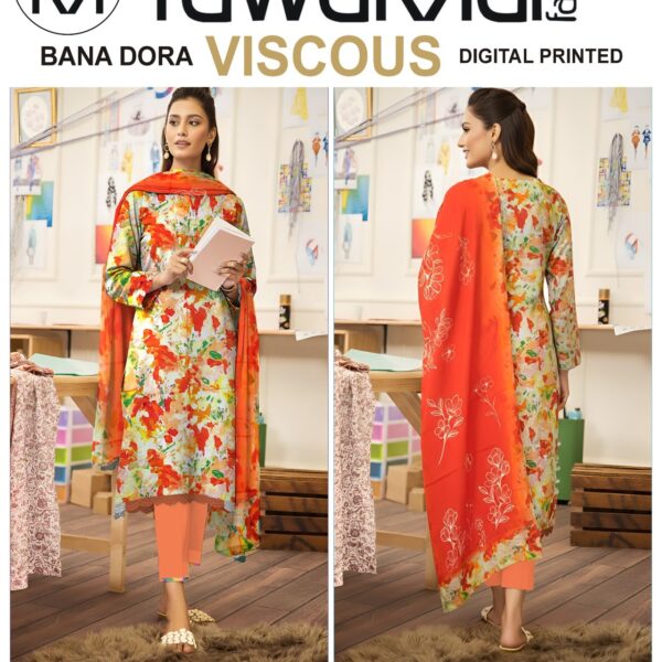Vol-424 Tawakkal Digital Printed Bana Dora Viscose 3PC Dresses - Women Wear Design No. 2