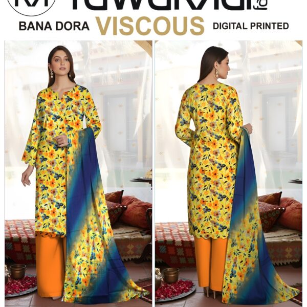 Vol-424 Tawakkal Digital Printed Bana Dora Viscose 3PC Dresses - Women Wear Design No. 5