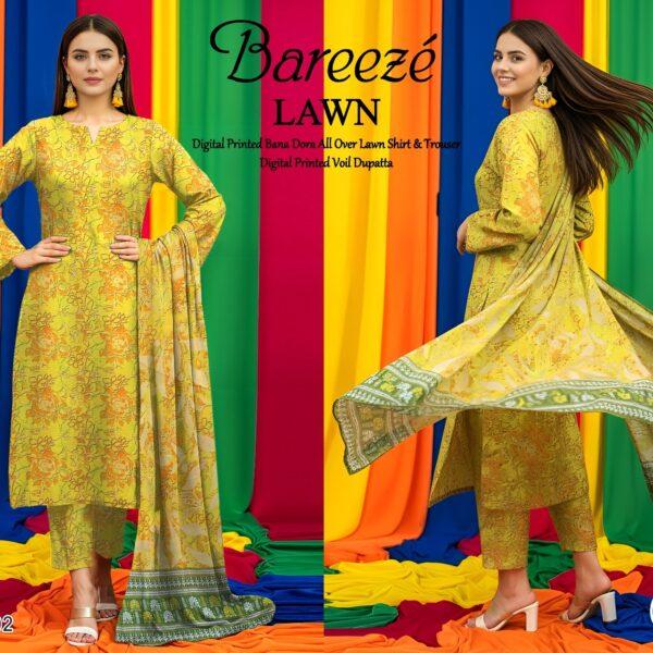 Vol-02 Bareeze Summer Collection 2026 Digital Printed 3pc Suit - Women Wear Design No. 7