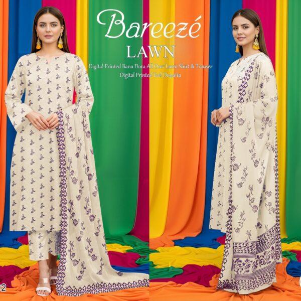 Vol-02 Bareeze Summer Collection 2026 Digital Printed 3pc Suit - Women Wear Design No. 8