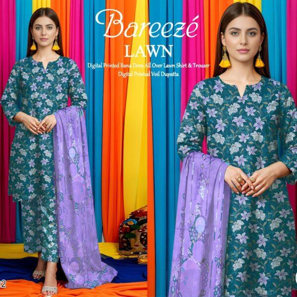 Vol-02 Bareeze Summer Collection 2026 Digital Printed 3pc Suit - Women Wear Design No. 9