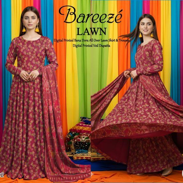 Vol-02 Bareeze Summer Collection 2026 Digital Printed 3pc Suit - Women Wear Design No. 2
