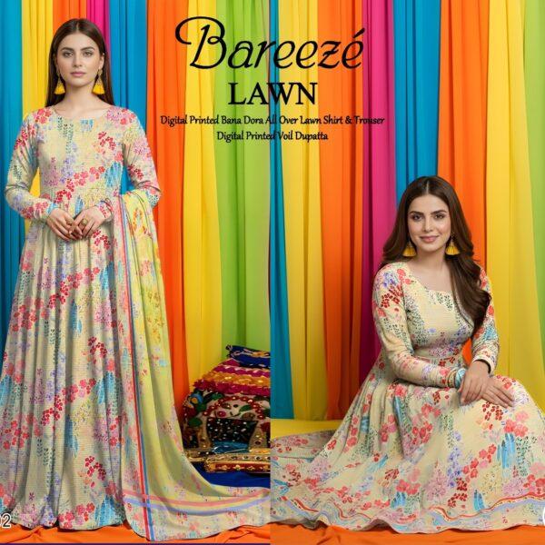 Vol-02 Bareeze Summer Collection 2026 Digital Printed 3pc Suit - Women Wear Design No. 3