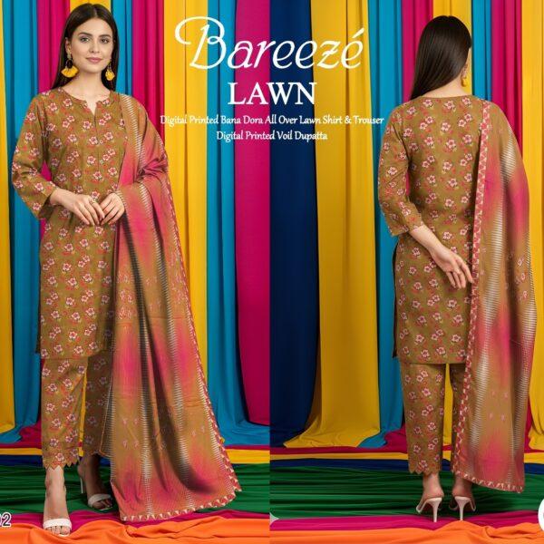 Vol-02 Bareeze Summer Collection 2026 Digital Printed 3pc Suit - Women Wear Design No. 1
