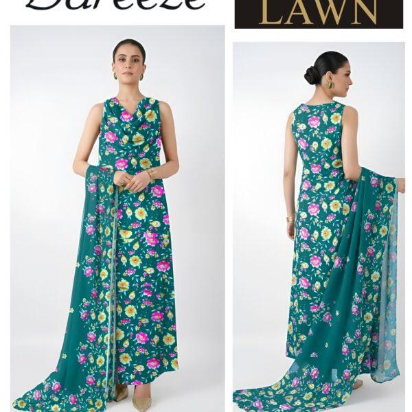 Vol-03 Bareeze Summer Collection 2026 Digital Printed 3pc Suit - Women Wear Design No. 7
