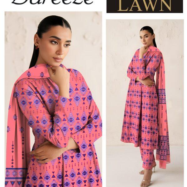 Vol-03 Bareeze Summer Collection 2026 Digital Printed 3pc Suit - Women Wear Design No. 8