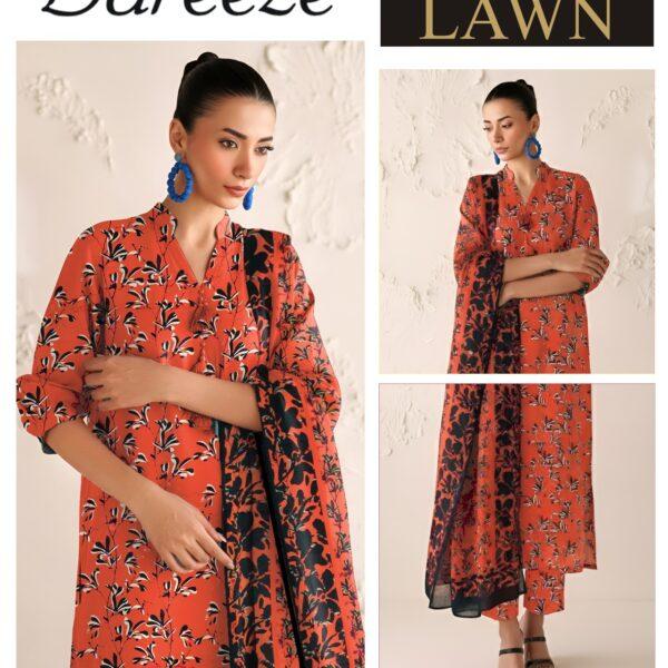 Vol-03 Bareeze Summer Collection 2026 Digital Printed 3pc Suit - Women Wear Design No. 6