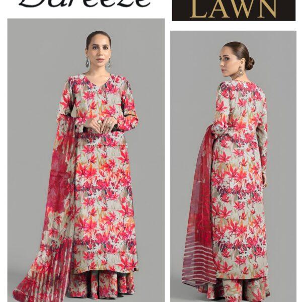 Vol-03 Bareeze Summer Collection 2026 Digital Printed 3pc Suit - Women Wear Design No. 14
