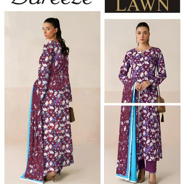 Vol-03 Bareeze Summer Collection 2026 Digital Printed 3pc Suit - Women Wear Design No. 11