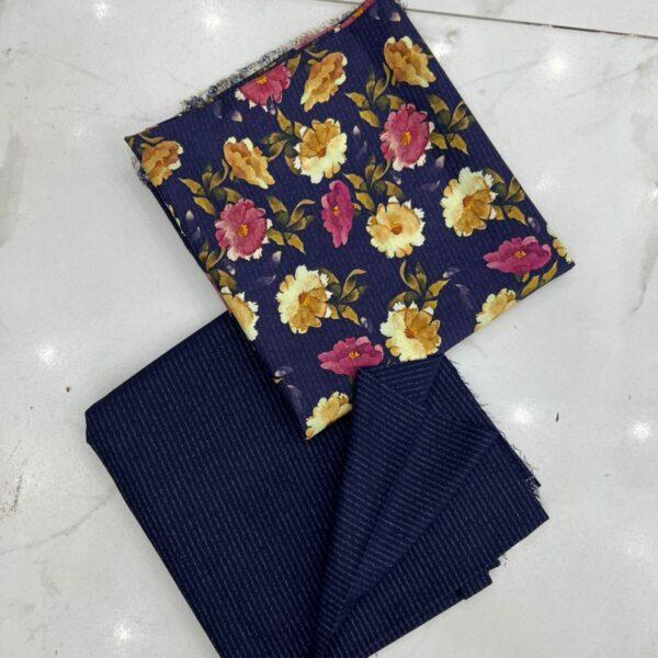 Safa Marwa Original Brand Printed Slub Karandi 2pc Suit - Design No. 28