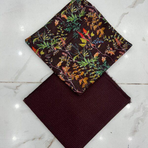 Safa Marwa Original Brand Printed Slub Karandi 2pc Suit - Design No. 25