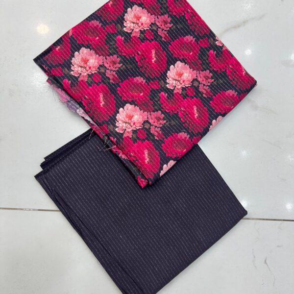 Safa Marwa Original Brand Printed Slub Karandi 2pc Suit - Design No. 8