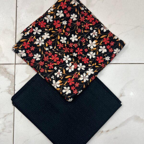 Safa Marwa Original Brand Printed Slub Karandi 2pc Suit - Design No. 7