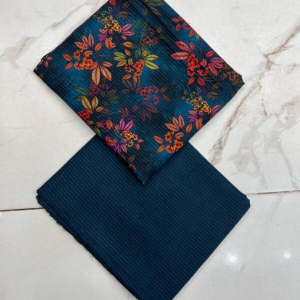 Safa Marwa Original Brand Printed Slub Karandi 2pc Suit - Design No. 18