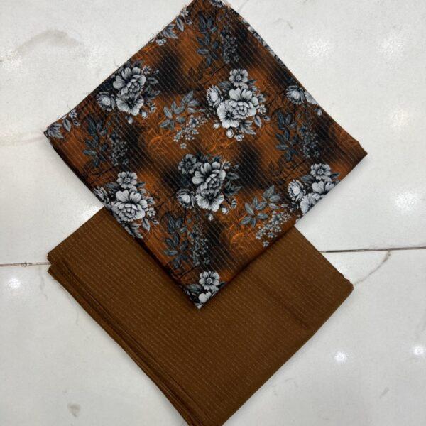 Safa Marwa Original Brand Printed Slub Karandi 2pc Suit - Design No. 15