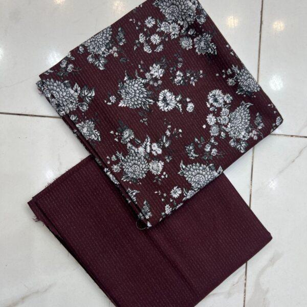 Safa Marwa Original Brand Printed Slub Karandi 2pc Suit - Design No. 14