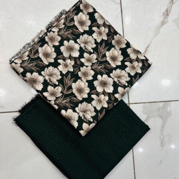 Safa Marwa Original Brand Printed Slub Karandi 2pc Suit - Design No. 13