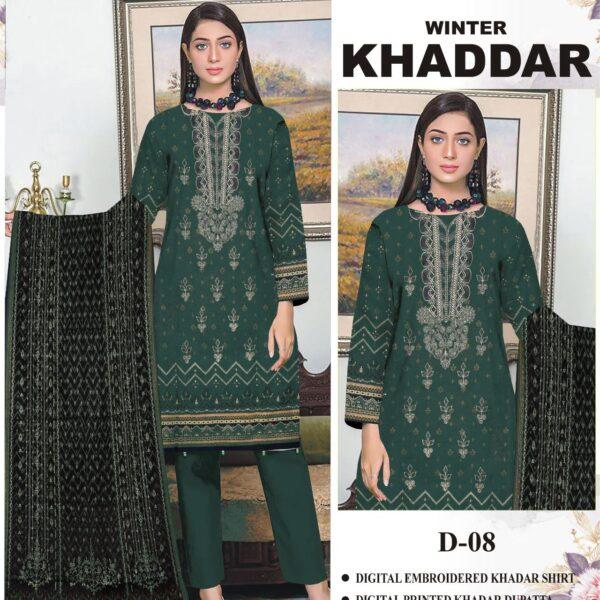 Vol-426 Mix Brand Embroidered Khaddar 3pc Dresses - Women Wear Design No. 3