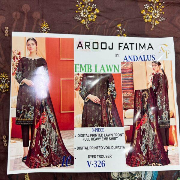 Vol-326 Arooj Fatima Lawn Embroidered 3pc Suits - Women Wear Design No. 10