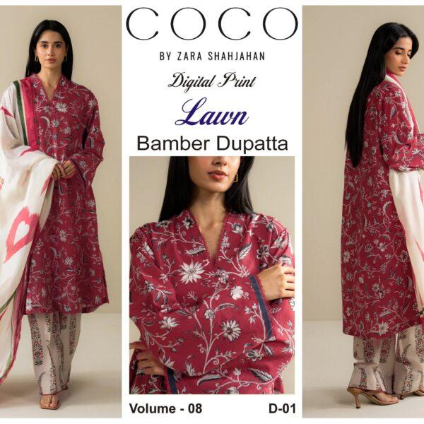 Vol-08 Coco By Zara Shah Jahan Printed Lawn Dresses 3pc Suits - Women Wear Design No. 1