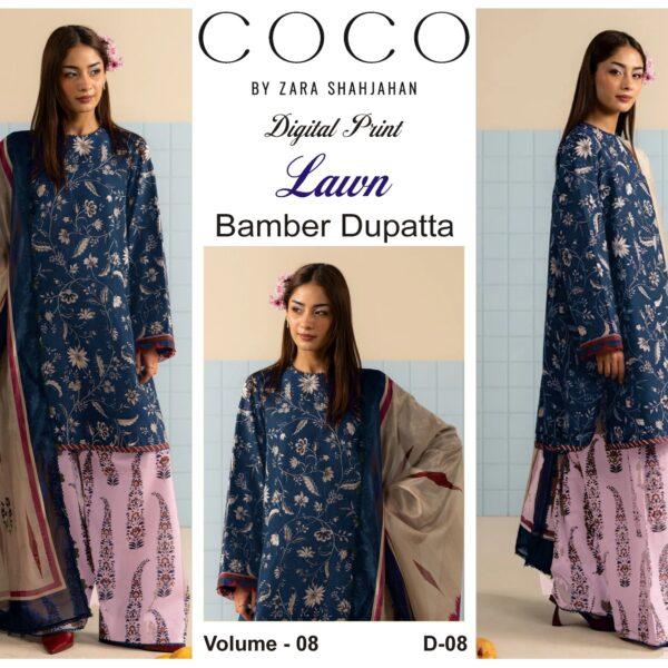 Vol-08 Coco By Zara Shah Jahan Printed Lawn Dresses 3pc Suits - Women Wear Design No. 8
