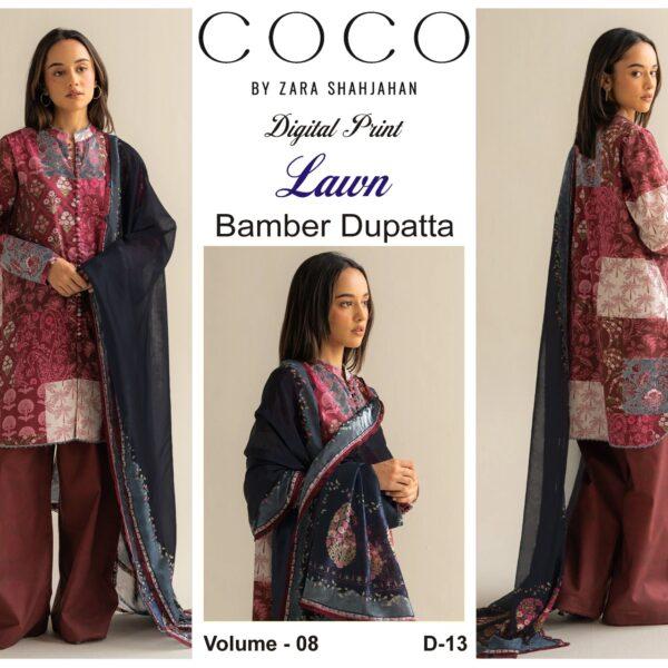 Vol-08 Coco By Zara Shah Jahan Printed Lawn Dresses 3pc Suits - Women Wear Design No. 13