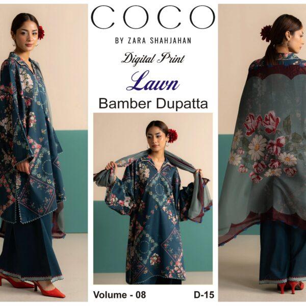 Vol-08 Coco By Zara Shah Jahan Printed Lawn Dresses 3pc Suits - Women Wear Design No. 15