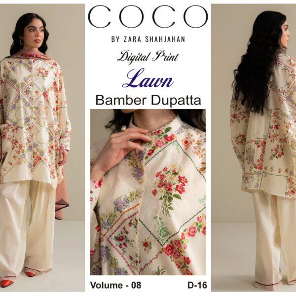 Vol-08 Coco By Zara Shah Jahan Printed Lawn Dresses 3pc Suits - Women Wear Design No. 16