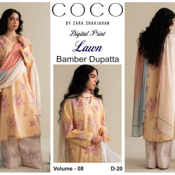 Vol-08 Coco By Zara Shah Jahan Printed Lawn Dresses 3pc Suits - Women Wear Design No. 20