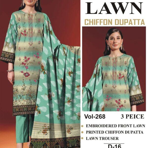 Mix Brand Summer Collection Lawn Embroidered 3pc Dresses - Women Wear Design No. 6