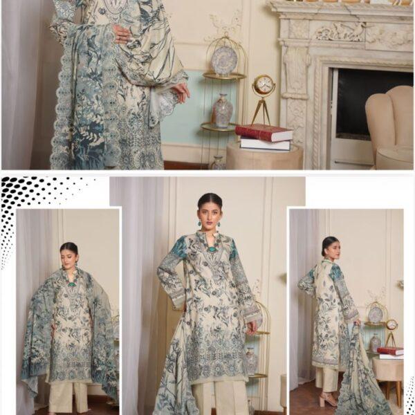 Noura Luxury Collection 3pc Embroidered Lawn Dresses Women Wear – Design No. 9