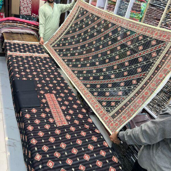 Sharjeena Digital Printed Lawn Banarasi Jacquard Brosha 3pc Suits Women Wear - Design No. 3