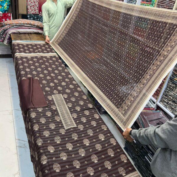 Sharjeena Digital Printed Lawn Banarasi Jacquard Brosha 3pc Suits Women Wear - Design No. 6