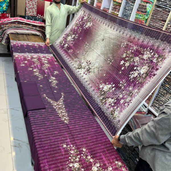 Sharjeena Digital Printed Lawn Banarasi Jacquard Brosha 3pc Suits Women Wear - Design No. 1