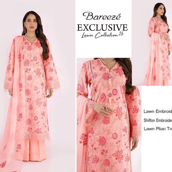 Bareeze Brand Luxury Collection Embroidered Lawn 3pc Suits - Women Wear Design No. 5