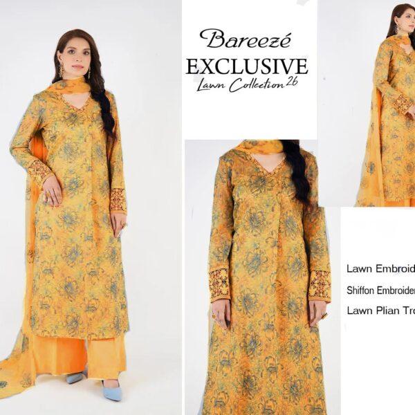 Bareeze Brand Luxury Collection Embroidered Lawn 3pc Suits - Women Wear Design No. 2
