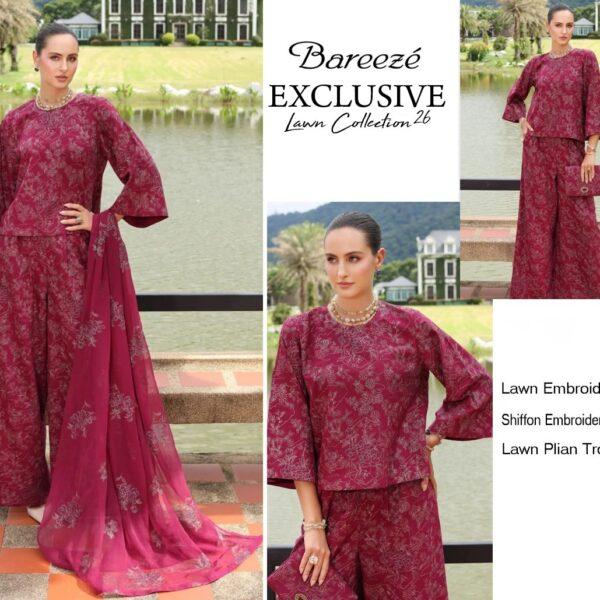 Bareeze Brand Luxury Collection Embroidered Lawn 3pc Suits - Women Wear Design No. 8