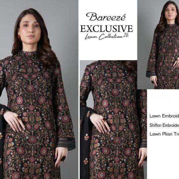 Bareeze Brand Luxury Collection Embroidered Lawn 3pc Suits - Women Wear Design No. 7