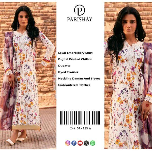 Maria B Lawn Embroidered Replica 3 Piece Suit With Patches - Women Wear Design No. 14