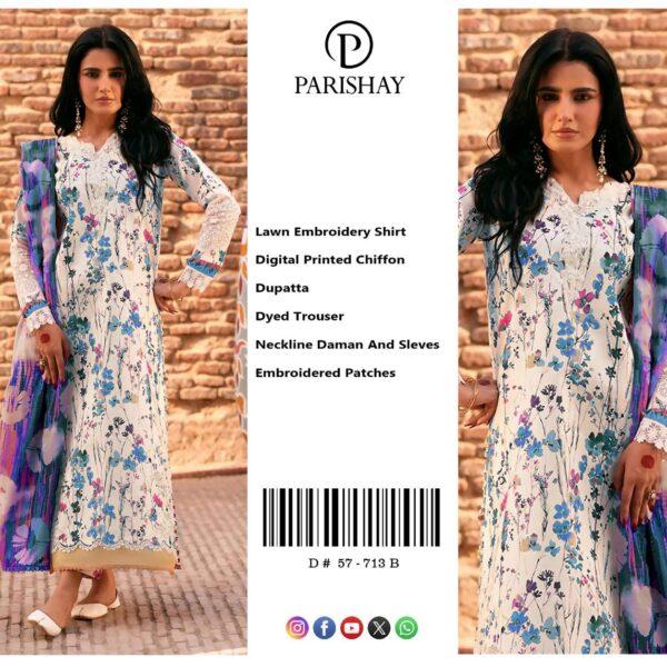 Maria B Lawn Embroidered Replica 3 Piece Suit With Patches - Women Wear Design No. 15