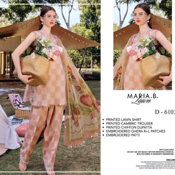Maria B Lawn Embroidered Replica 3 Piece Suit With Patches - Women Wear Design No. 1