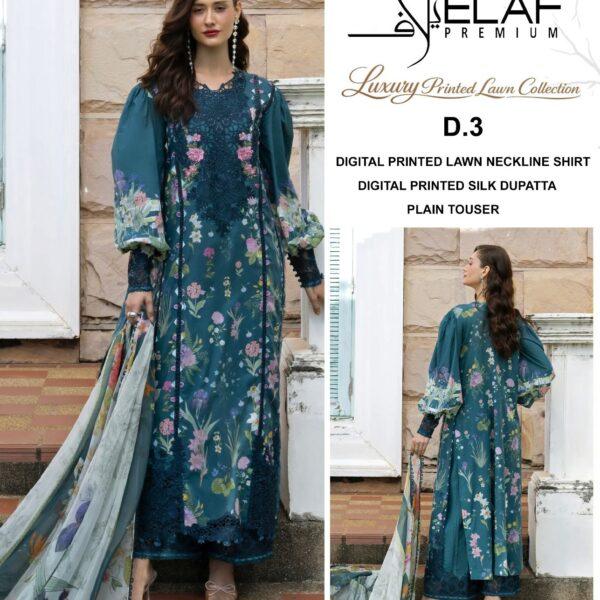 Vol-21 Elaf Branded Classic Lawn 3pc Dresses - Women Wear Design No. 3