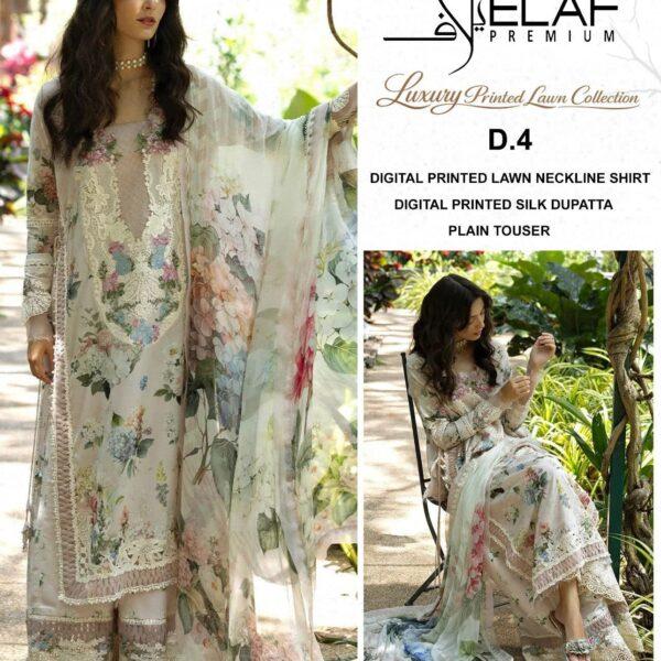 Vol-21 Elaf Branded Classic Lawn 3pc Dresses - Women Wear Design No. 4