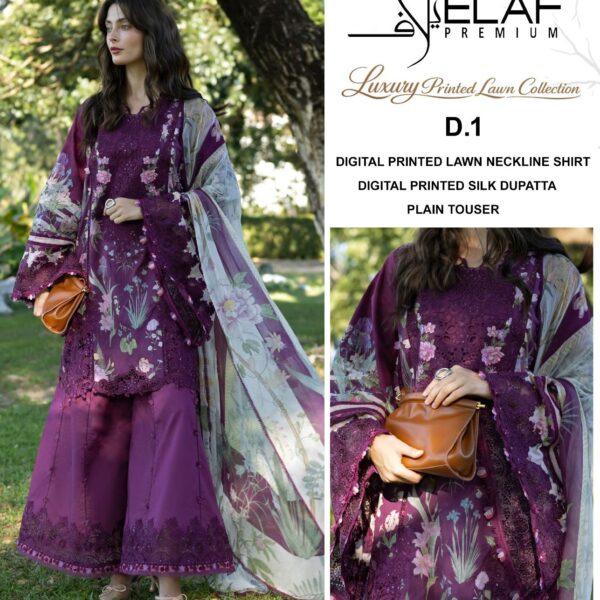 Vol-21 Elaf Branded Classic Lawn 3pc Dresses - Women Wear Design No. 1