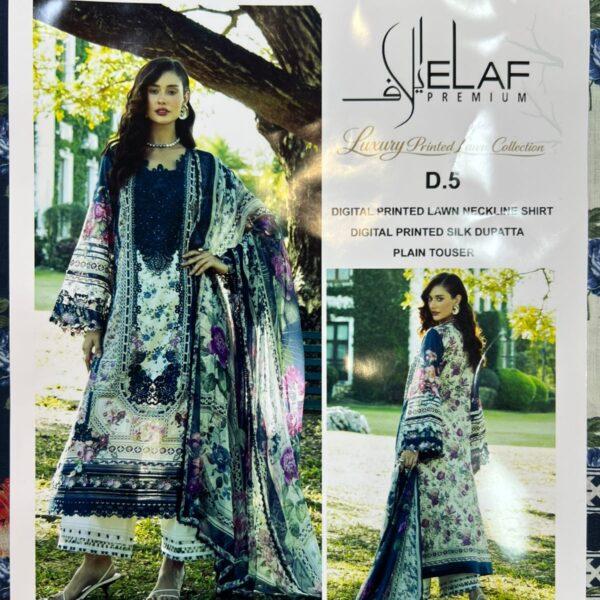 Vol-21 Elaf Branded Classic Lawn 3pc Dresses - Women Wear Design No. 5