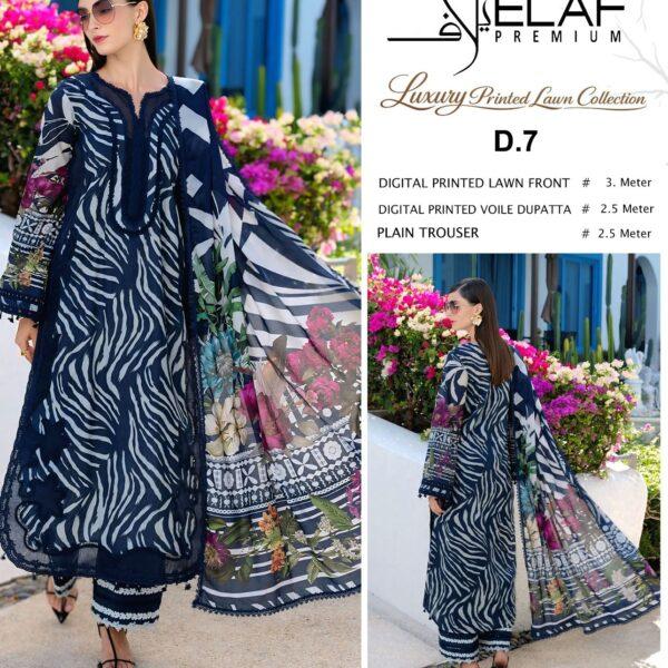 Vol-22 Elaf Brand Summer Collection Printed Lawn 3pc Suits - Women Wear Design No. 7