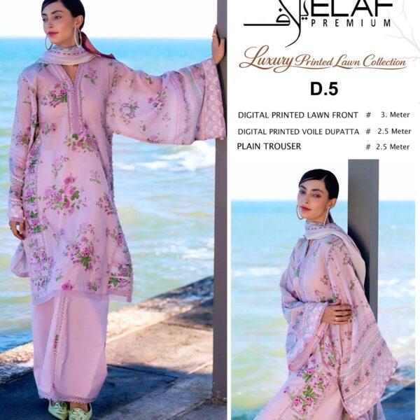 Vol-22 Elaf Brand Summer Collection Printed Lawn 3pc Suits - Women Wear Design No. 5
